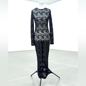 Elegant Black Lace Long Dress